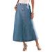Plus Size Women's Complete Cotton A-Line Kate Skirt by Roaman's in Light Stonewash (Size 14 W)