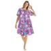 Plus Size Women's Short Sweeping Printed Lounger by Only Necessities in Fresh Berry Tropical Floral (Size 18/20)