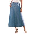 Plus Size Women's Complete Cotton A-Line Kate Skirt by Roaman's in Light Stonewash (Size 40 W)