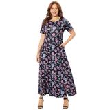 Plus Size Women's Scoopneck Maxi Dress by Catherines in Black Paisley Floral (Size 4X)