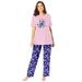 Plus Size Women's Graphic Tee PJ Set by Dreams & Co. in Pink Dog Love (Size 2X) Pajamas