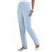 Plus Size Women's Straight-Leg Soft Knit Pant by Roaman's in Pale Blue (Size 6X) Pull On Elastic Waist