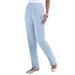 Plus Size Women's Straight-Leg Soft Knit Pant by Roaman's in Pale Blue (Size 2X) Pull On Elastic Waist