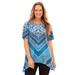 Plus Size Women's Sparkle & Swirl Tunic by Catherines in Vibrant Blue Bandana Placement (Size 5X)