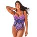 Plus Size Women's Macrame Underwire One Piece Swimsuit by Swimsuits For All in Vibrant Sunset (Size 14)