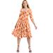 Plus Size Women's Sweetheart Swing Dress by June+Vie in Orange Ivory Geo (Size 26/28)