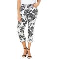 Plus Size Women's Secret Slimmer® Capri by Catherines in Black Tropical Foliage (Size 32 W)