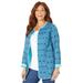 Plus Size Women's Reversible Quilted Jacket by Catherines in Navy Medallion (Size 4X)
