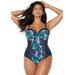 Plus Size Women's Ruched Underwire One Piece Swimsuit by Swimsuits For All in Purple Floral (Size 6)