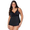 Plus Size Women's Bra Sized Crochet Underwire Tankini Top by Swimsuits For All in Black (Size 42 D)