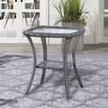 Wildon Home® Bonia Wicker Rattan Side Table w/ Built-In Glass Glass/Wicker/Rattan/Mosaic in Gray | 22 H x 20 W x 20 D in | Outdoor Furniture | Wayfair