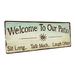 Trinx Eugena Indoor/Outdoor Welcome To Our Patio Metal Sign Metal | 11.5 H x 31 W x 0.04 D in | Wayfair 950B59E1B5D34DC4A2609B7946DA3AE0