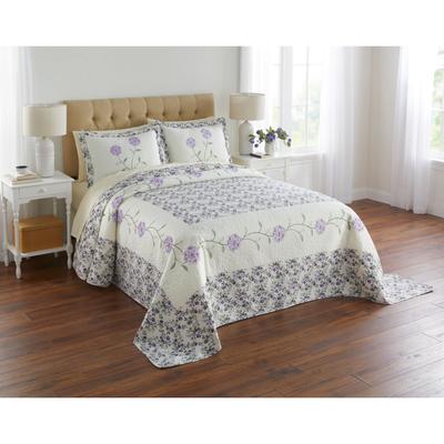 Margaret Embroidered Bedspread by BrylaneHome in Purple (Size TWIN)