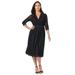 Plus Size Women's A-Line Lace Dress by Jessica London in Black (Size 22 W) V-Neck 3/4 Sleeves