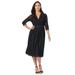 Plus Size Women's A-Line Lace Dress by Jessica London in Black (Size 18 W) V-Neck 3/4 Sleeves