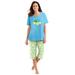 Plus Size Women's 2-Piece Capri PJ Set by Dreams & Co. in Pale Ocean Lemon (Size M) Pajamas