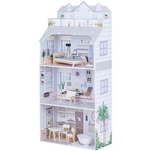 "Puppenhaus TEAMSON™ KIDS ""Olivia's Little World, Deluxe Mansion"" Puppenhäuser grau (grau, weiß) Kinder Puppenhaus"