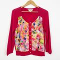Anthropologie Sweaters | Anthropologie Hwr Monogram Watercolor Floral Cardigan Size Medium | Color: Pink/Red | Size: M