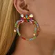 Boucles d'oreilles créoles en cristal de perle pour femmes gros clous d'oreille design exagéré