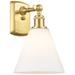 Berkshire Glass 8" LED Sconce - Gold Finish - Matte White Shade