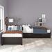 L-shaped Platform Bed with 1 Twin Trundle and 2 Drawers Linked with Built-in Desk,Twin, Espresso
