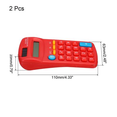 2Pcs Small Pocket Calculator 8 Digit Display Office Handheld Calculators Red