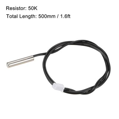 2pcs 50K Temperature Sensor Probe, Stainless Steel NTC Thermal Probe