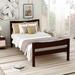 Twin Size Wood Platform Bed with Headboard and Wooden Slat Support (Espresso)