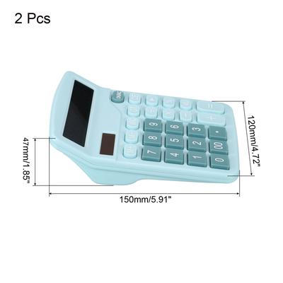 2Pcs Desk Calculator 12 Digits Large LCD Display Electronic Calculator Blue