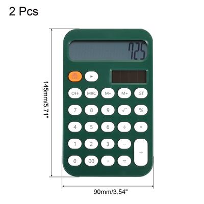 2Pcs Portable Office Calculators 12 Digit Display Electronic Calculator, Green