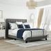 Button Tufted Upholstered Platform Bed with Classic Headboard, Box Spring Needed, Grey Linen Fabric, Queen Size