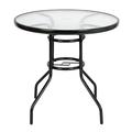 Cfowner Outdoor Dining Table Dining Glass Table for Yard Garden Round Toughened Glass Outdoor Patio Furniture Brown