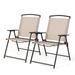 Topbuy 2 Piece Patio Folding Chairs Outdoor Dining Chairs w/ Breathable Fabric Heavy Duty Steel & Rustproof Steel Frame