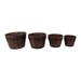 Leisure Season Large Barrel Style Round Wood Planters in Medium Brown (Set of 4)