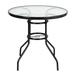 Lowestbest Outdoor Dining Table Dining Glass Table for Yard Garden Round Toughened Glass Outdoor Patio Furniture Brown