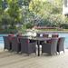 Modway Convene 11 Piece Outdoor Patio Dining Set in Espresso Red