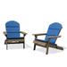 GDF Studio Cartagena Outdoor Acacia Wood Folding Adirondack Chairs with Cushions Set of 2 Gray and Navy Blue