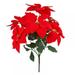 4Pcs Artificial Poinsettia Flower 7 Heads Red Silk Fabric Poinsettia Bushes Poinsettia Floral Bouquet for Christmas Holiday Decoration