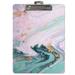 Fashion Clipboard Marble Design Standard A4 Letter Size 12.5 x 9 Wooden Clipboard Low Profile Clip with Retractable Hanging Tab Decorative Clipboard by Better Office Products (Marble Swirl)