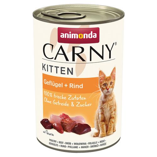 12x400g animonda Carny Kitten Geflügel & Rind Katzenfutter nass