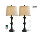 SR-HOME 3 Way Dimmable Touch Control USB Table Lamps Set Of 2 For Living Room Bedroom Modern Traditional Industrial Nightstand Bedside Lamp w/ Linen Shade Metal | Wayfair