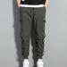 Moxiu Men s Slim Fit Cargo Pants Elastic Waist Drawstring Casual Jogger Pants Hip-hop Harem Trousers with Multi Pockets