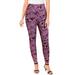 Plus Size Women's Ankle-Length Essential Stretch Legging by Roaman's in Dark Berry Paisley (Size 5X) Activewear Workout Yoga Pants