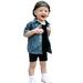 Ma&Baby Toddler Baby Boy Denim Shirt Lapel Collar Short Sleeve Button Down Summer Boy Jean Shirts