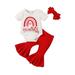 xingqing Newborn Baby Girls Valentine s Day Outfits Heart Arrow Print Romper Top Flared Pants Headband 3pcs Clothes White