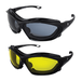 Birdz Eyewear Canopy Padded Motorcycle Sunglasses Riding Safety Glasses ANSI Z87.1 Convertible to Goggles Black Frame w/ Anti fog Smoke and Yellow Lenses 2 Pairs