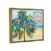 The Holiday Aisle® Merry Beachy Christmas Holiday Palm - Floater Frame Graphic Art on Canvas in Blue/Green | 25 H x 31 W x 1.7 D in | Wayfair