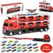 Mega Hauler Truck with Ejection Race Track Big Truck Folding Storage Race Track Deformation Catapult Truck Car Transporter Truck Toy Set Birthday Gift Kids Boys 3+ Years Old