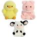 Aurora World Pig Cow and Chicken Stuffed Animal Plush Toy | Farm Animals Theme | Bundle of 3 Rolly Pet Items 5 inches Each