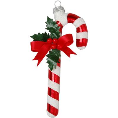 Christbaumschmuck KREBS GLAS LAUSCHA "CBK50284, Weihnachtsdeko rot, Christbaumschmuck", rot (rot, weiß), Glas, Weihnachtsbaumschmuck, Zuckerstange Image